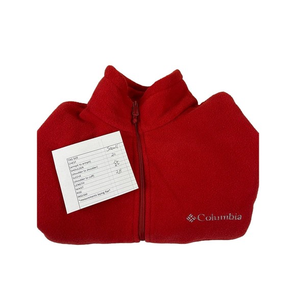 Columbia Fleece Jacket mens Crimson Colorblock Zip Up w Embroidered Logo S BoxAR - Picture 5 of 5